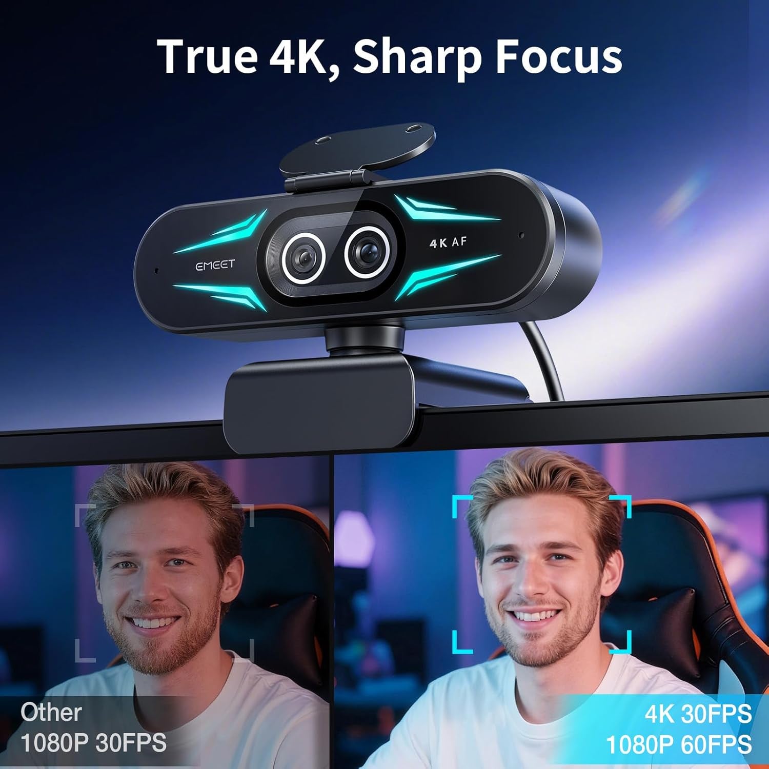 EMEET C60E Dual-Camera 4K Streaming Webcam