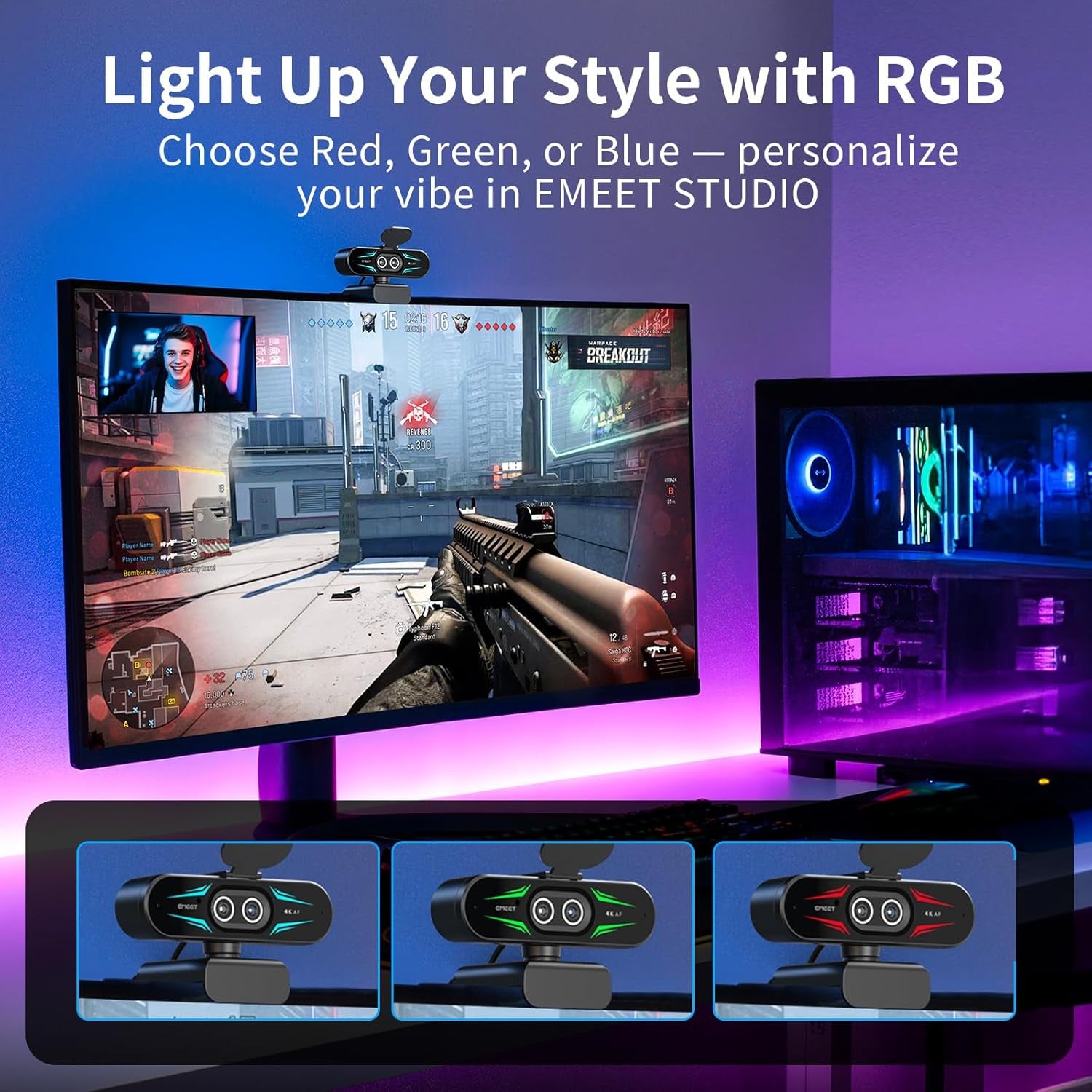 EMEET C60E Dual-Camera 4K Streaming Webcam